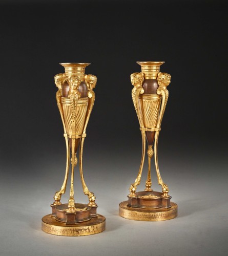 Pair of tripod Etruscan candlestick - Lighting Style 