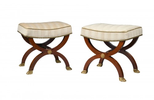 Pair of mahogany stools