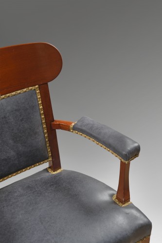 Seating  - Mahogany armchair stamped by Jeanselme