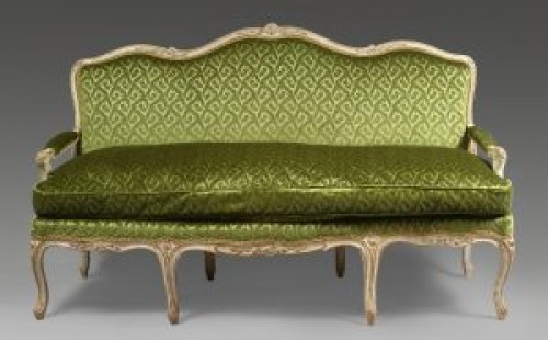 Louis XV gray lacquered beech sofa stamped  J. Avisse - Seating Style 
