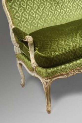 Seating  - Louis XV gray lacquered beech sofa stamped  J. Avisse