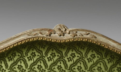 Louis XV gray lacquered beech sofa stamped  J. Avisse - 