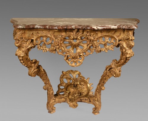 XVIIIe siècle - Console Régence en bois doré