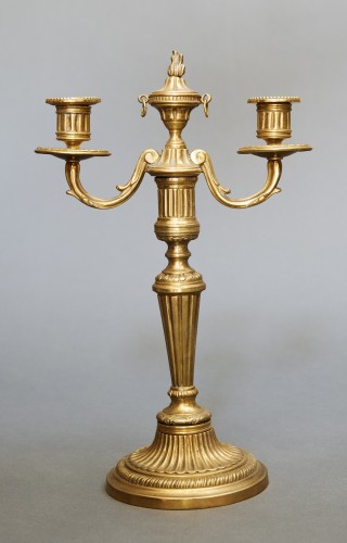 Paire de bougeoirs en bronze doré milieu 19e - Luminaires Style Napoléon III