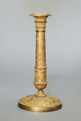 Pair of gilt bronze candlesticks - 
