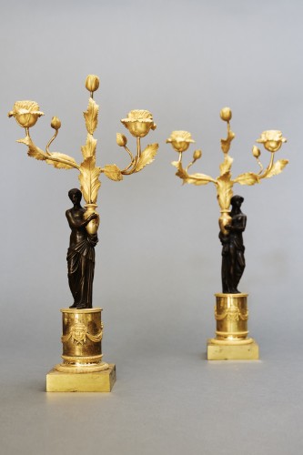Paire de candélabres d’époque Empire - Luminaires Style Empire