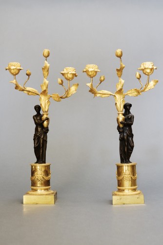 Luminaires Bougeoirs et Chandeliers - Paire de candélabres d’époque Empire