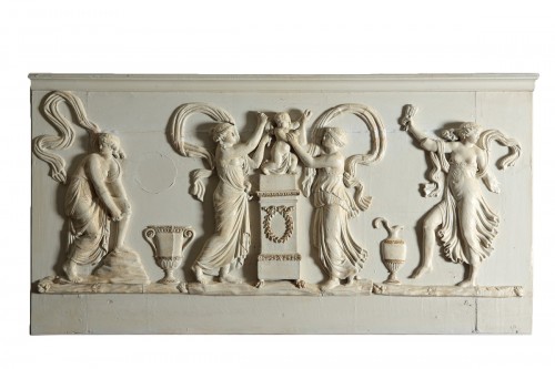 Bas-relief en bois l’Amour désarmé par les nymphes