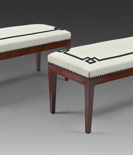 Pair of mahogany and veneer benches - Seating Style Restauration - Charles X