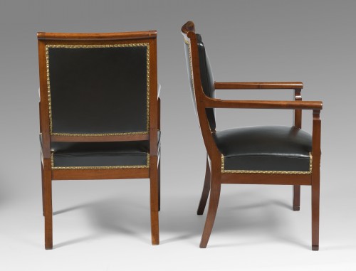 Seating  - Pair of solid mahogany Consulate period armchairs