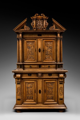 Furniture  - Fontainebleau Renaissance Cabinet  Bearing The Dodieu’s Family Coat-Of-Arms