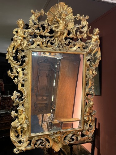 Miroir italien du xviie siècle - Miroirs, Trumeaux Style 
