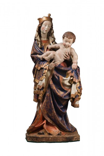 Vierge à l’enfant en bois polychromé dans le goût des vierges de salzbourg