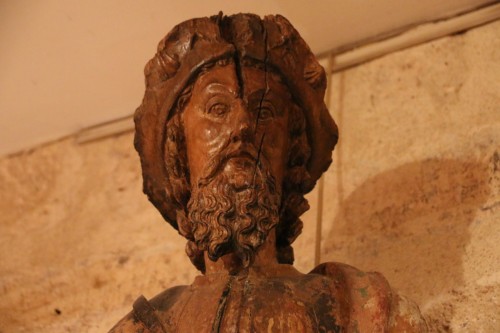 Carved wood depicting saint james  dressed as compostela pilgrim - 