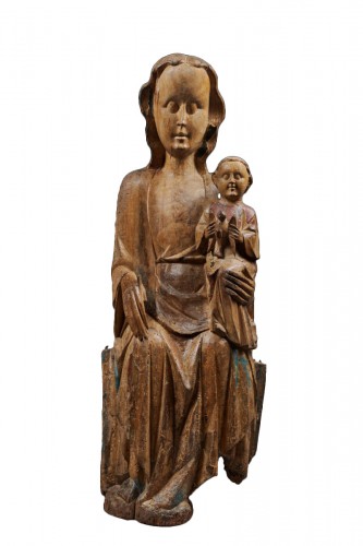 Virgin and child in majesty with a bird