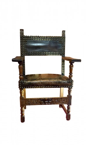 Renaissance carved walnut armchair