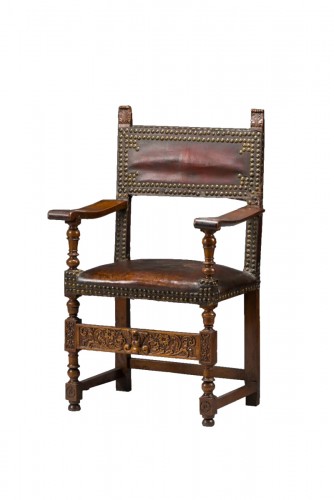 Renaissance carved walnut armchair