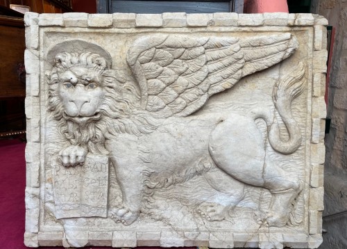 <= 16th century - Italian marble bas-relief of the lion of saint-mark