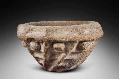 Cuve baptismale d’époque Romane - Art sacré, objets religieux Style Moyen Âge