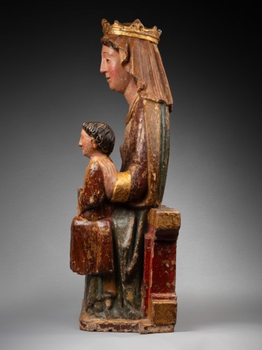 Important Virgin and child in majesty  « sedes sapientiae » - Sculpture Style Middle age