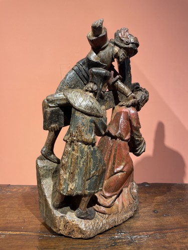 11th to 15th century - Carved wooden group presenting the carrying of the cross