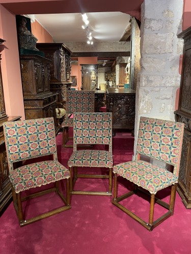 Seating  - Set of four chairs &amp; two armchairs Henri II period