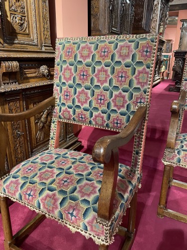 Set of four chairs &amp; two armchairs Henri II period - Renaissance