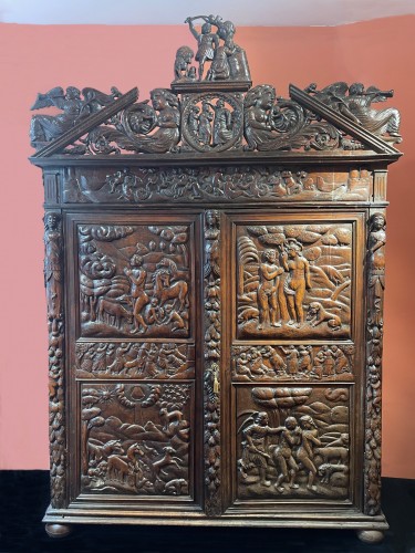 Antiquités - Sumene armoire depicting the creation of the word