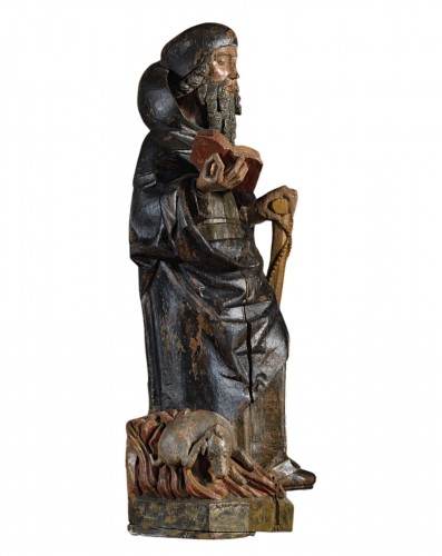 Sculpture in polychrome wood representing Saint Anthony  Hermit