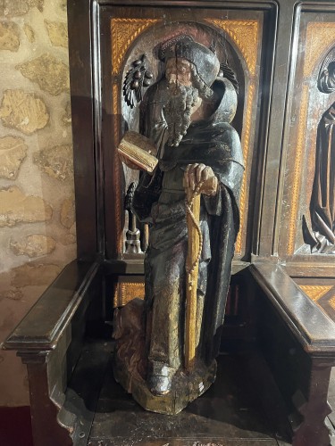 Sculpture  - Sculpture in polychrome wood representing Saint Anthony  Hermit