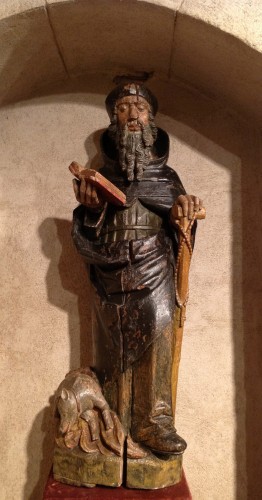 11th to 15th century - Sculpture in polychrome wood representing Saint Anthony  Hermit
