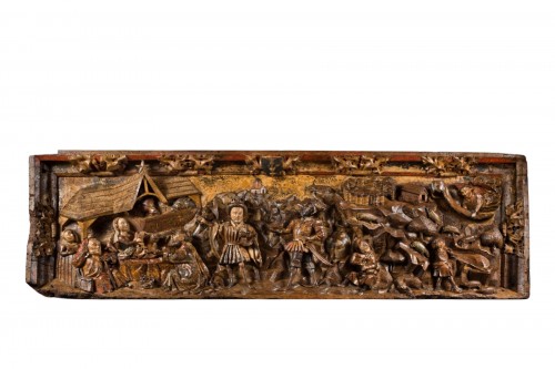 Important polychrome low-relief depicting scenes of the nativity