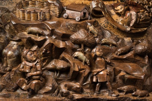 Important polychrome low-relief depicting scenes of the nativity - Sculpture Style Middle age