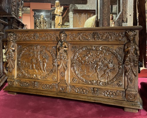 Important Loire valley Renaissance chest dedicated to Adam and Ève - Furniture Style Renaissance