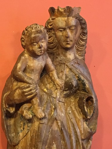 Vierge à l'Enfant en bois polychromé - Galerie Gabrielle Laroche