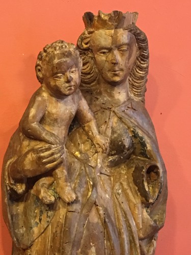 Polychrome wood Virgin and Child - 