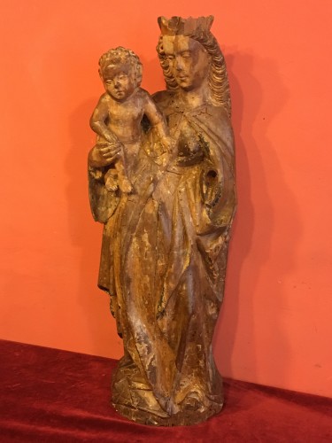 Polychrome wood Virgin and Child - Middle age