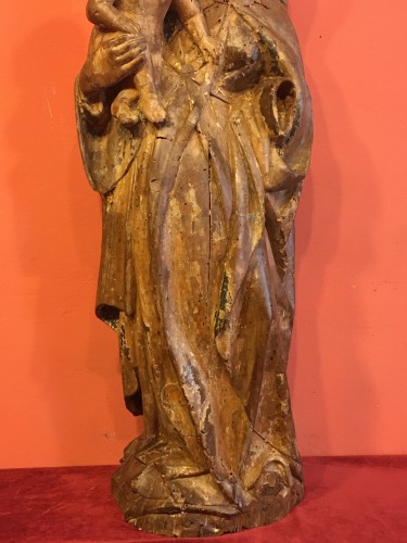 Middle age - Polychrome wood Virgin and Child