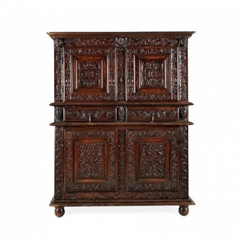 French Second Renaissance red walnut cabinet