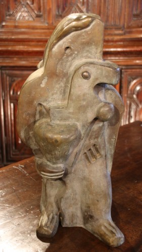 Sculpture  - Woman with a bird, monogrammed WM dated 1931