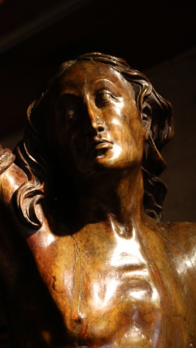 Carved wood Saint Sebastian - Sculpture Style 