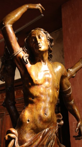 <= 16th century - Carved wood Saint Sebastian