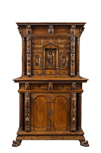 Two bodied genoan « stipo » cabinet with a bambocci decor