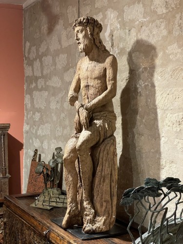 Important pensive Christ - Sculpture Style Middle age