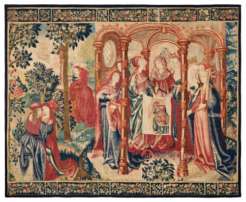 Very rare wool and silk tapestry fragment from brussels royal manufactory