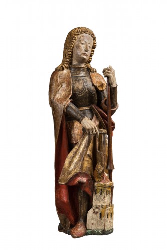 Carved polychrome wood depicting saint florian