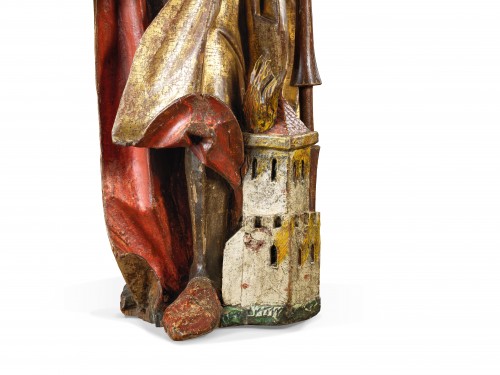 Bois sculpté et polychromé représentant saint florian - Galerie Gabrielle Laroche