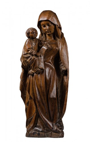 Gothic virgin and child with a phylactery