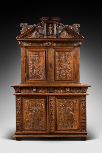 Cabinet with knights carvings - 