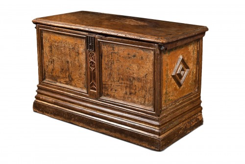 Flamboyant gothic cassone chest